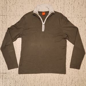 Hugo Boss Grey 1/4 Zip Lightweight Pullover Collar Sweater